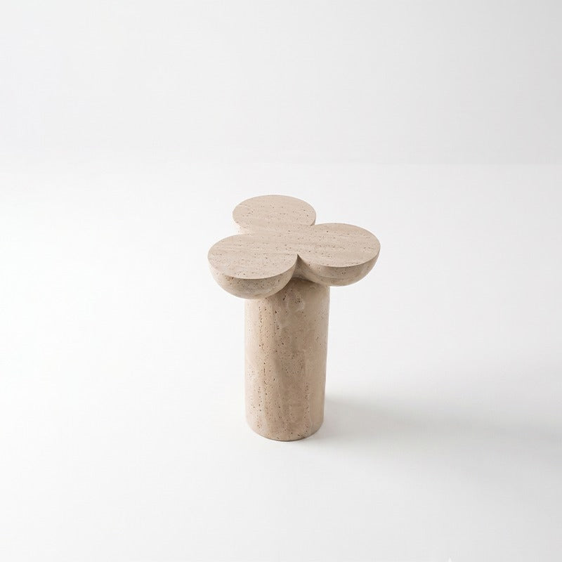 TREFOIL SIDE TABLE, TRAVERTINE