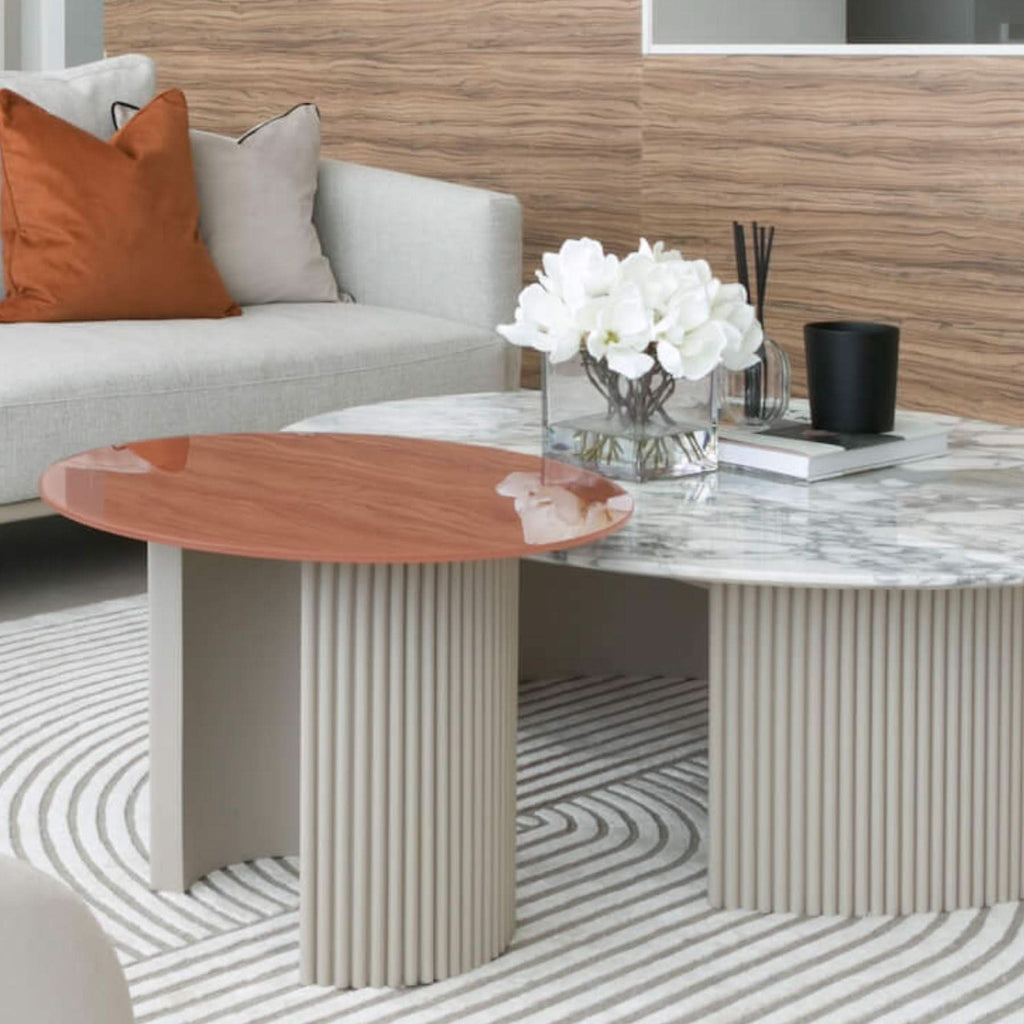 ECLIPSE COFFEE TABLE, MARBLE/GLASS