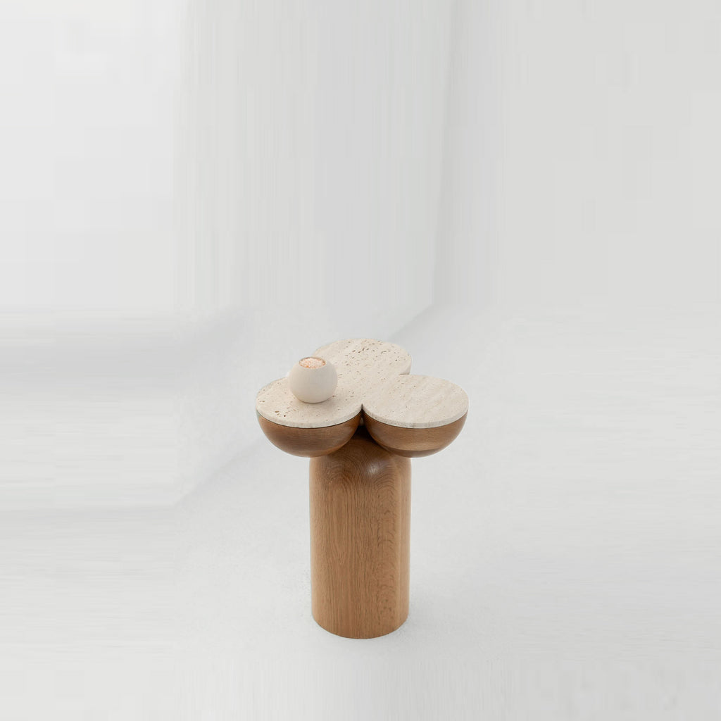 TREFOIL SIDE TABLE, MARBLE