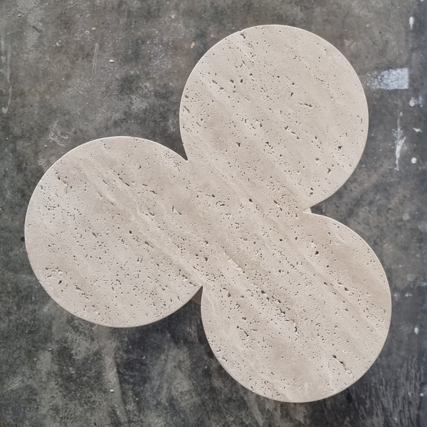TREFOIL SIDE TABLE, TRAVERTINE