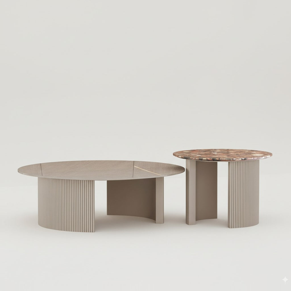 ECLIPSE COFFEE TABLE - GLASS/MARBLE