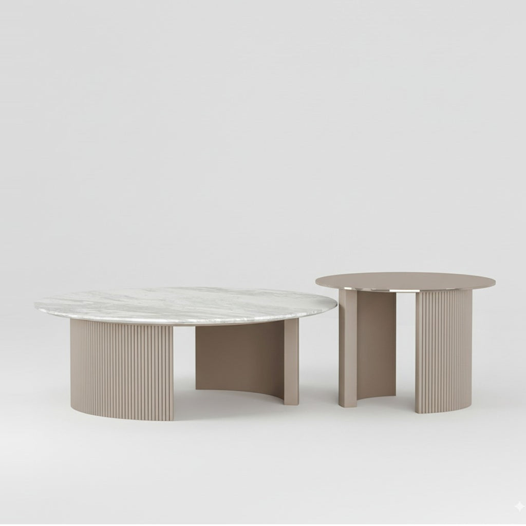 ECLIPSE COFFEE TABLE, MARBLE/GLASS