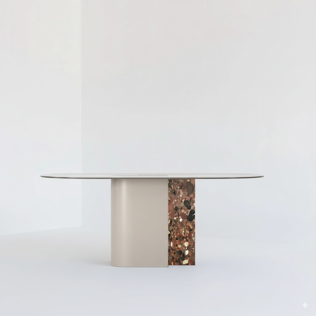 TECTONIC DINING TABLE, GLASS OVAL
