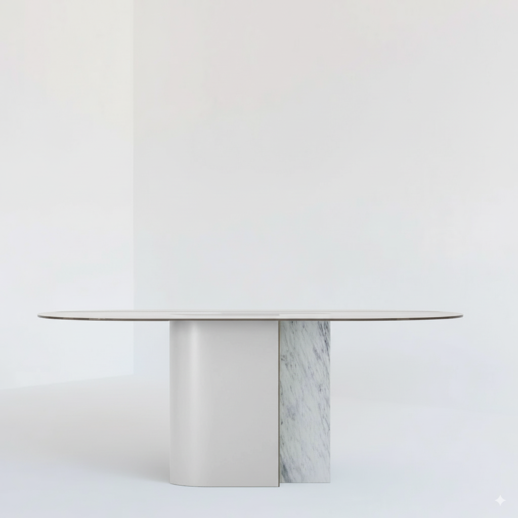 TECTONIC DINING TABLE, GLASS OVAL