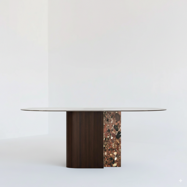 TECTONIC DINING TABLE, GLASS OVAL