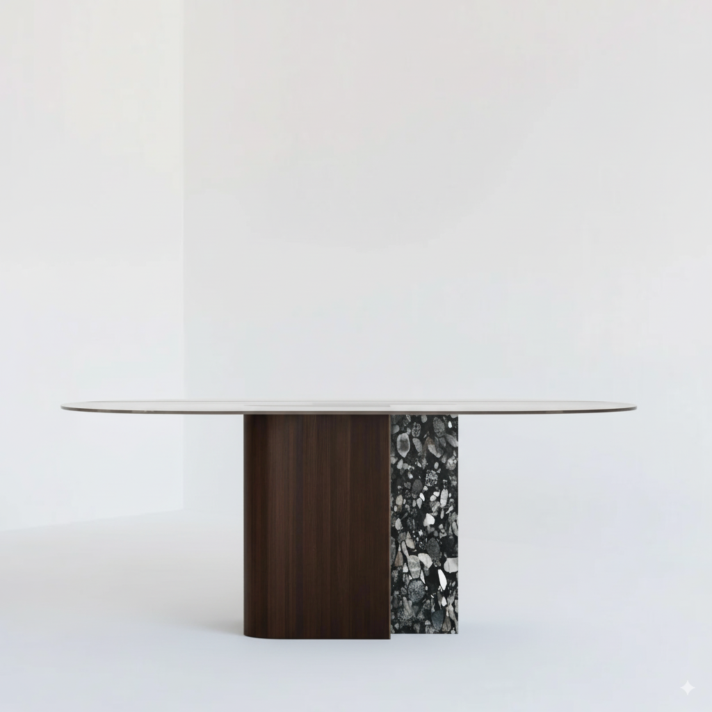 TECTONIC DINING TABLE, GLASS OVAL