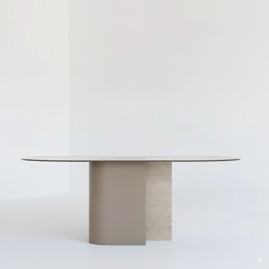 TECTONIC DINING TABLE, GLASS OVAL