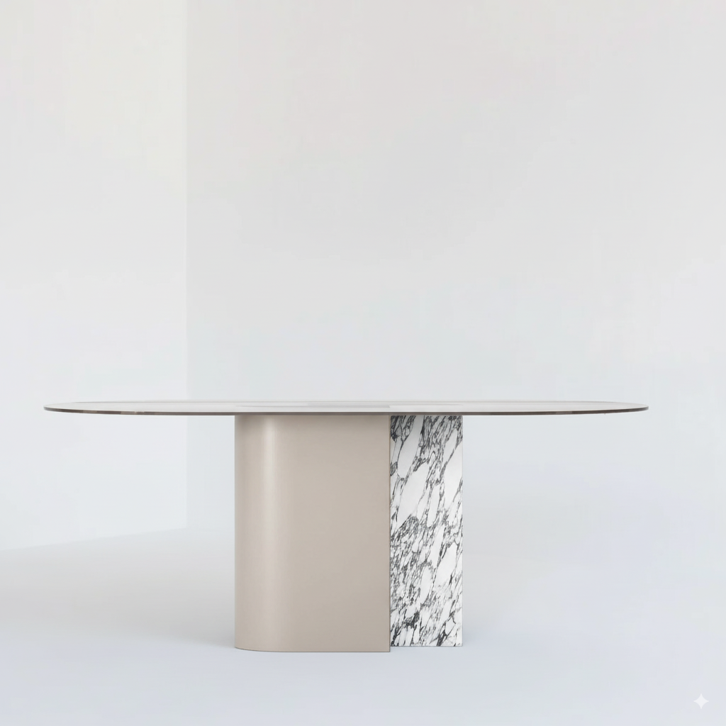 TECTONIC DINING TABLE, GLASS OVAL