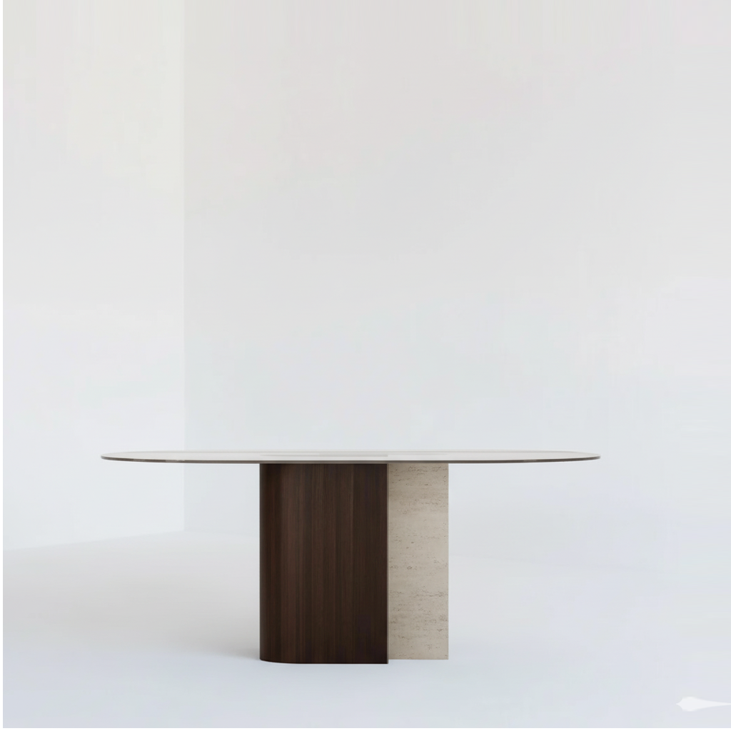 TECTONIC DINING TABLE, GLASS OVAL