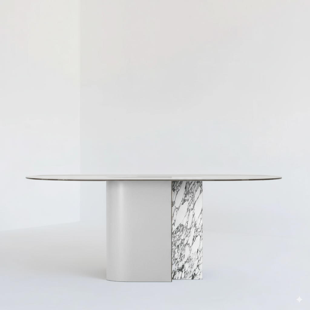 TECTONIC DINING TABLE, GLASS OVAL