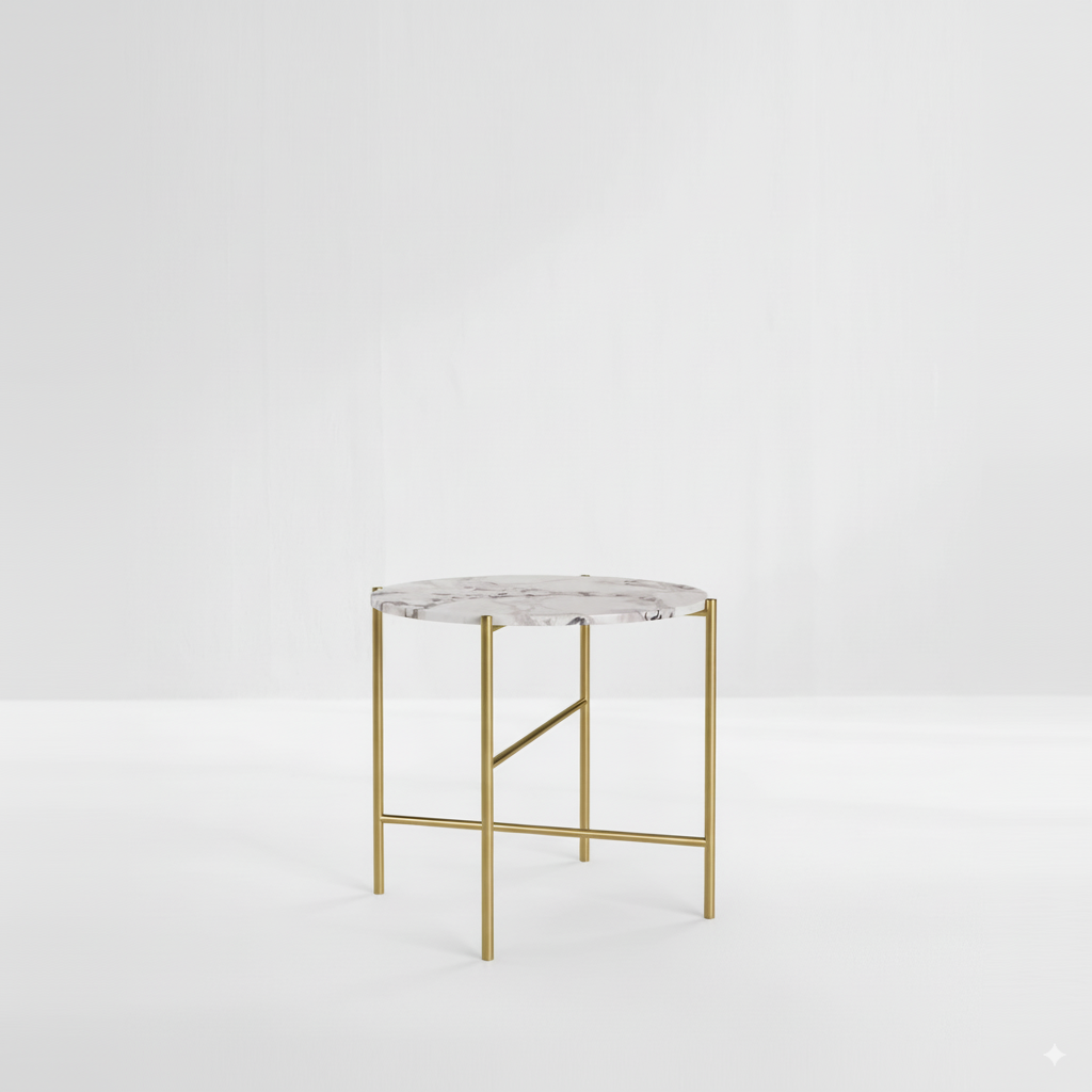 GRACE SIDE TABLE - MARBLE/BRASS