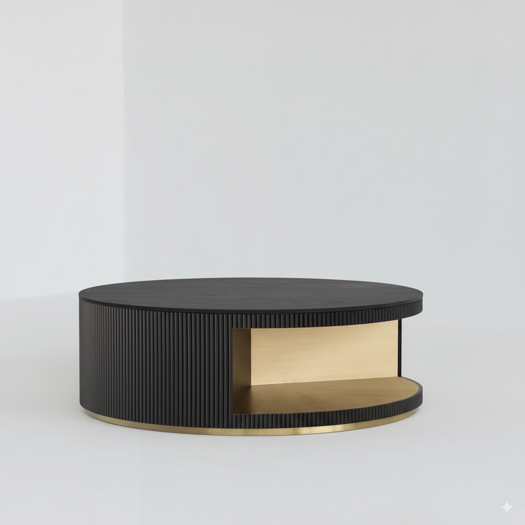 INFINITY COFFEE TABLE - WOOD/BRASS