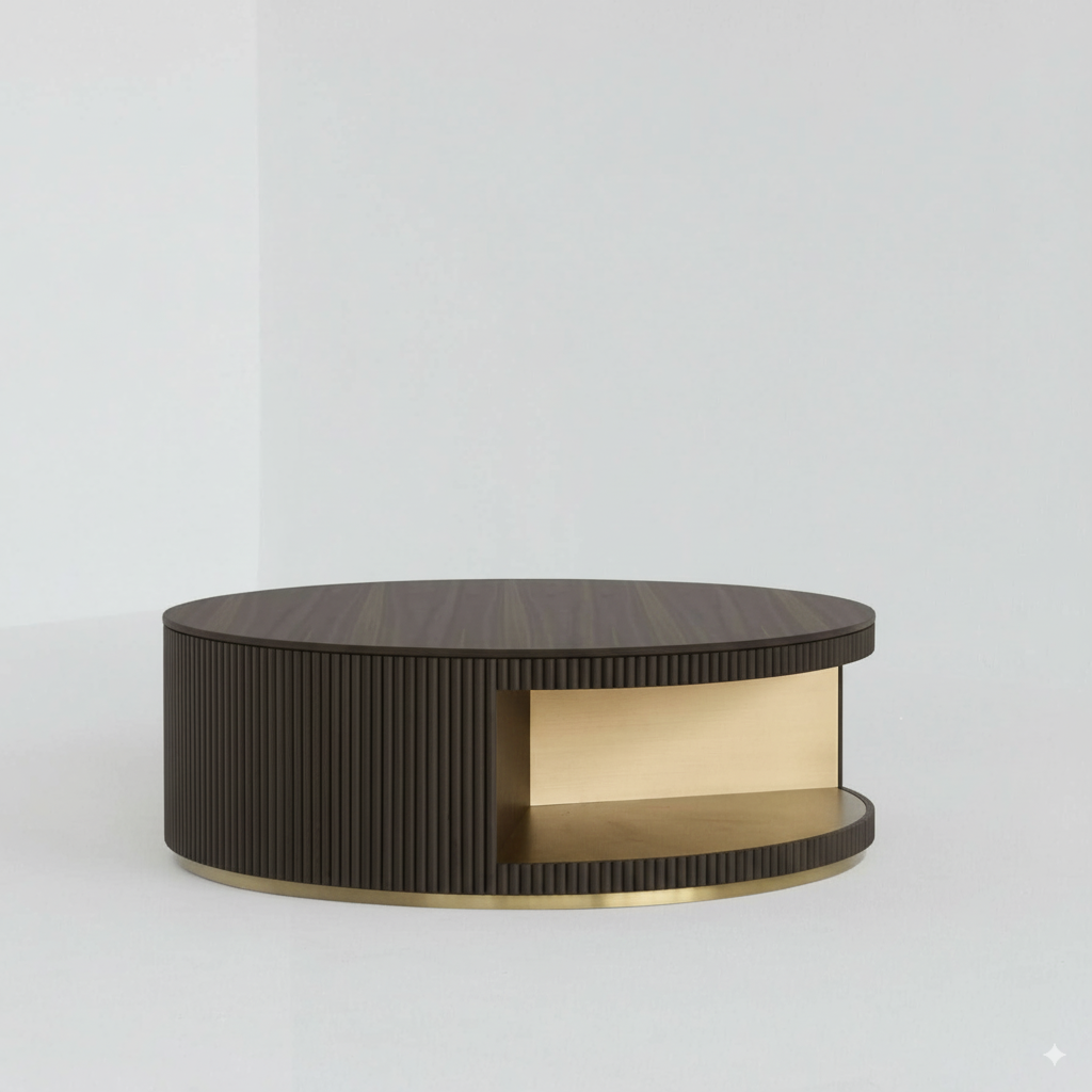 INFINITY COFFEE TABLE - WOOD/BRASS