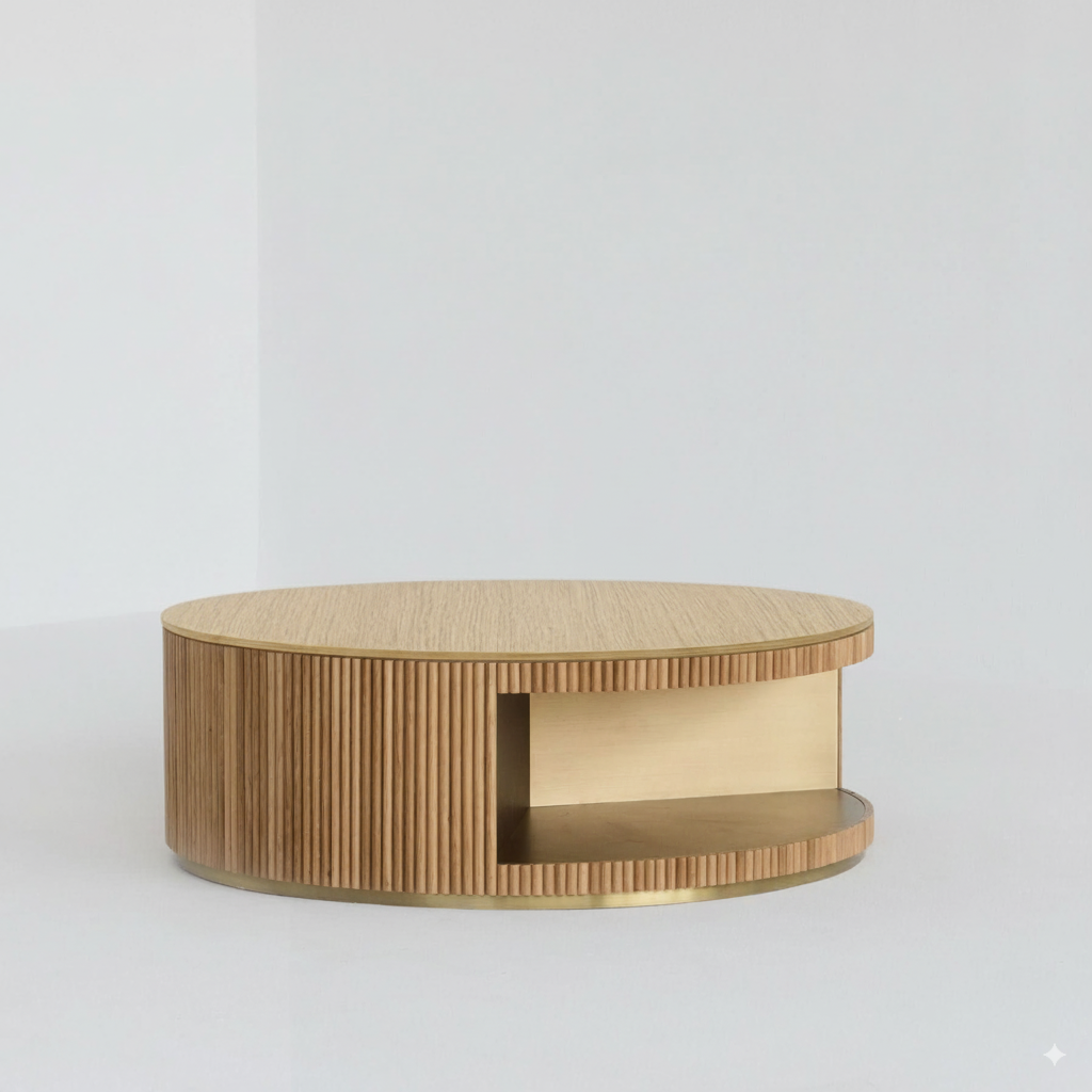 INFINITY COFFEE TABLE - WOOD/BRASS