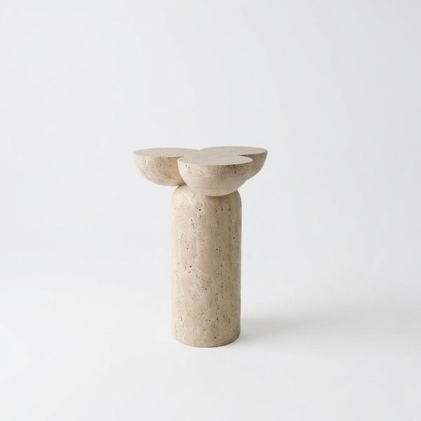 TREFOIL SIDE TABLE, TRAVERTINE