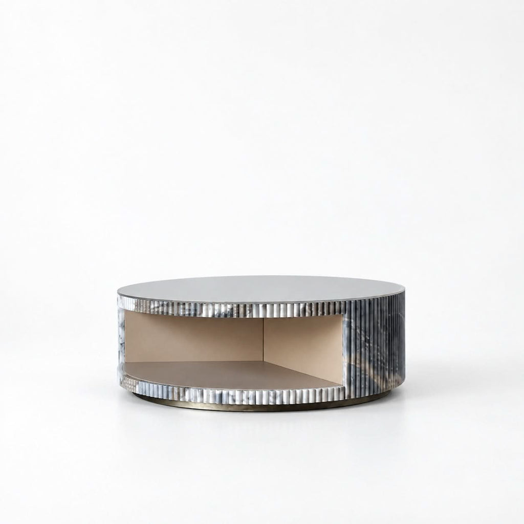 INFINITY COFFEE TABLE, GLASS/MARBLE