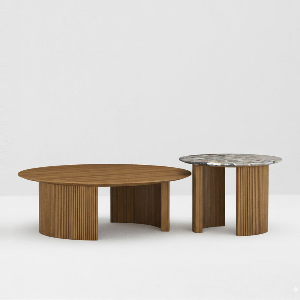 ECLIPSE COFFEE TABLE - WOOD/MARBLE